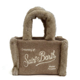 Borsa a mano SAINT BARTH COLETTE SHEARLING FUR - Beige 00295I